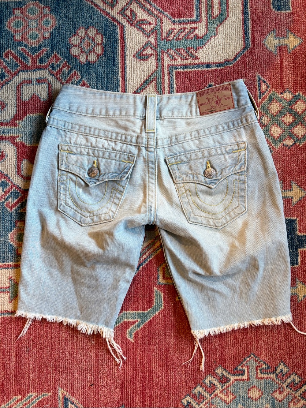 True Religion Light Blue Low waisted Denim Shorts